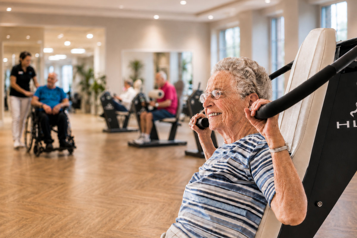 HUR Fitnessgeräte Trainingsgeräte Rehageräte Therapiegeräte Krafttrainingsgeräte für Seniorenresidenzen, Senioren, Residenzen, Seniorenheime, Altenheim, Altersheim