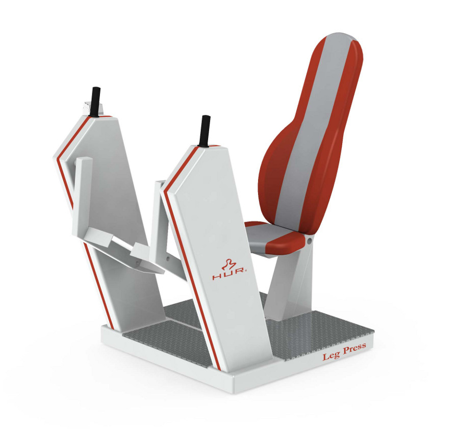 3540 analog leg press white grey red HUR Trainingsgerät Farbbeispiel mohn-grau Rahmen weiß