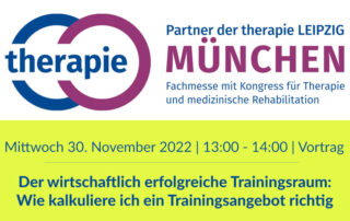 Fachvortrag therapie Messe München Der wirtschaftlich erfolgreiche Trainingsraum - Wie kalkuliere ich ein Trainingsangebot richtig